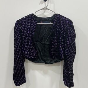 Escada Black Blazer with Purple Sequins